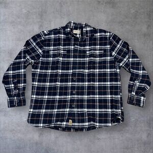 JACHS Mens Button Down Heavy Flannel Shirt Blue/Brown Lumberjack Plaid‎ XL